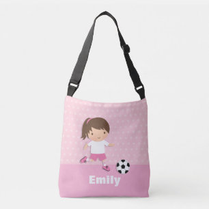 Fußballspielerin Mädchen Rosa Personalisierte Tasc Tragetaschen Mit Langen Trägern
