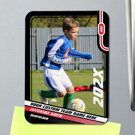 Fußballspielerkarte in Schwarz Rot Magnet