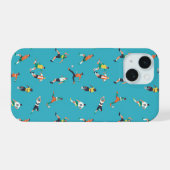 Fußballspielermuster iPhone 15 Hülle (Rückseite (Horizontal))