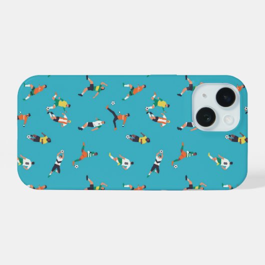Fußballspielermuster iPhone 15 Hülle (Rückseite (Horizontal))