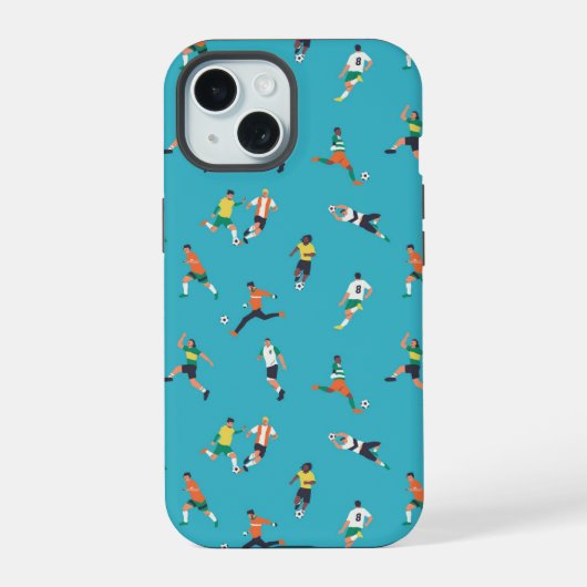 Fußballspielermuster iPhone 15 Hülle (Rückseite)