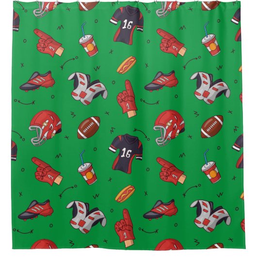 Fußballsportausrüstung mit Muster Duschvorhang (Vorderseite)