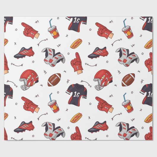 Fußballsportausrüstung mit Muster Geschenkpapier (Flach)