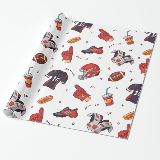 Fußballsportausrüstung mit Muster Geschenkpapier (Ungerollt)
