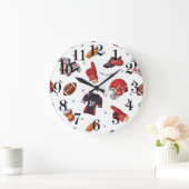 Fußballsportausrüstung mit Muster Große Wanduhr (Zuhause)