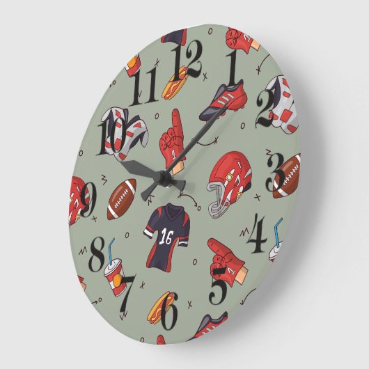 Fußballsportausrüstung mit Muster Große Wanduhr