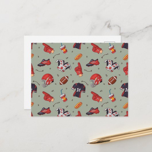 Fußballsportausrüstung mit Muster Postkarte (Vorderseite/Rückseite Beispiel)