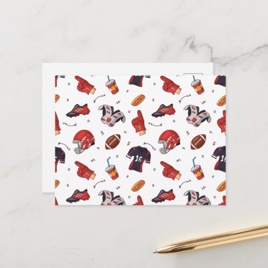 Fußballsportausrüstung mit Muster Postkarte (Vorderseite/Rückseite Beispiel)