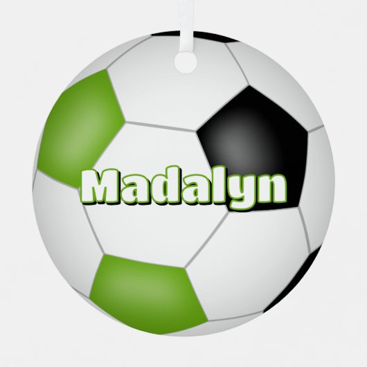 Fußballsportler mit hellgrünem schwarzem Keepsake Ornament Aus Metall (Vorderseite)