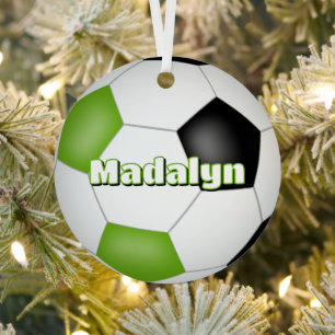 Fußballsportler mit hellgrünem schwarzem Keepsake Ornament Aus Metall