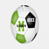 Fußballsportler mit hellgrünem schwarzem Keepsake Ornament Aus Metall (Vorderseite links)