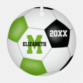 Fußballsportler mit hellgrünem schwarzem Keepsake Ornament Aus Metall (Rückseite)