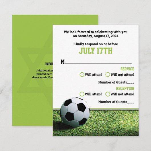 Fußballstadion bei Night Bar Mitzvah RSVP Card Einladung (Vorne/Hinten)