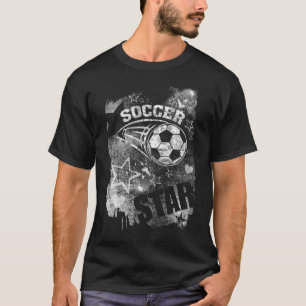 Fußballstar, Black Grunge Soccer T-Shirt
