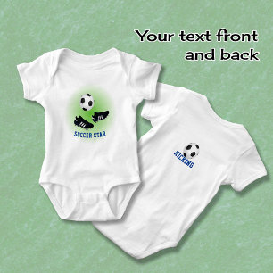 Fußballstar Name und doppelseitiger Text hinzufüge Baby Strampler