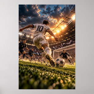 Fußballstürmer-Wandkunst – Nummer 10 Torschuss Sta Poster