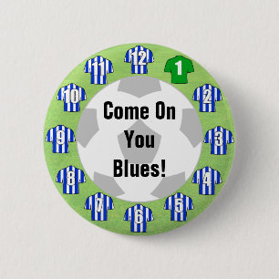 Fußballteam-Abzeichen mit Blue & White Shirts Button