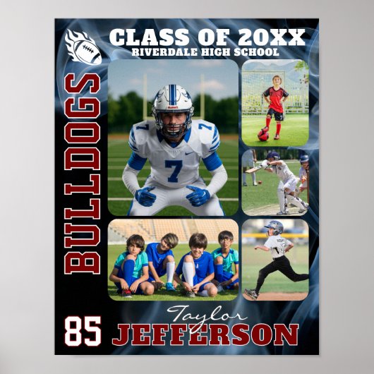 Fußballteam-High-School-Sportbild-Collage Poster (Vorne)