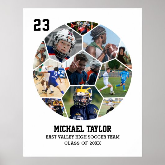 Fußballteam Senior Abschluss Sportfoto Collage Poster (Vorne)