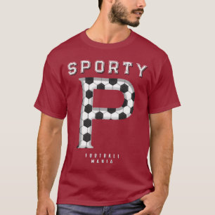 Fußballtextur Initial Sportliche Typografie T-Shirt