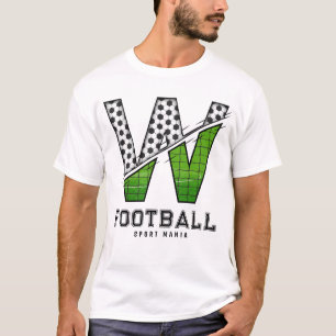 Fußballtextur Initial Sportliche Typografie T-Shirt