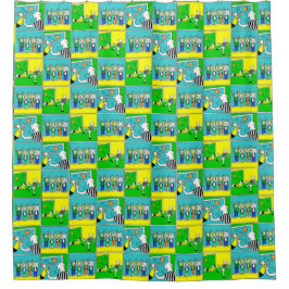 Fußballthema. Fußballspieler und Cheering Fans Duschvorhang