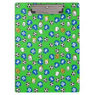 Fußballthema mit blauen Shirts Klemmbrett