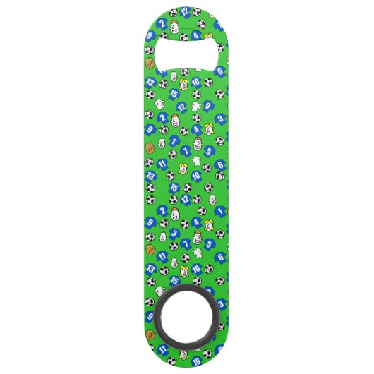 Fußballthema mit blauen Shirts Speedflaschenöffner (Rückseite)