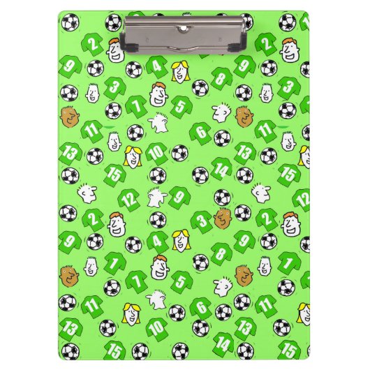Fußballthema mit grünen Shirts Klemmbrett (Vorderseite)
