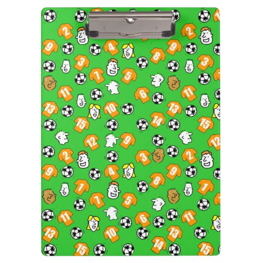 Fußballthema mit Orange Gold Shirts Klemmbrett (Vorderseite)