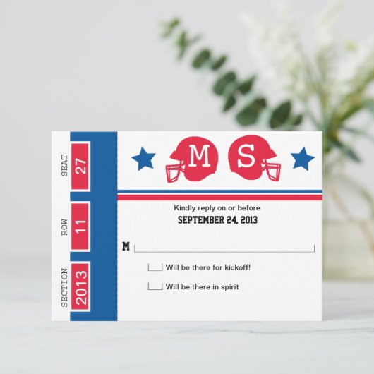 Fußballticket Hochzeit RSVP (Stehend Vorderseite)