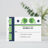 Fußballticket Hochzeit RSVP Karte (Stehend Vorderseite)