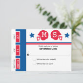 Fußballticket Hochzeit RSVP Karte (Stehend Vorderseite)