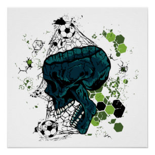 Fußballtor mit Totenkopf Poster