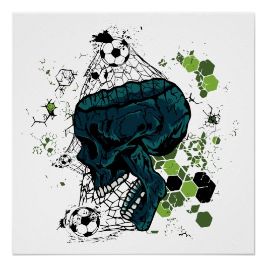 Fußballtor mit Totenkopf Poster (Vorderseite)