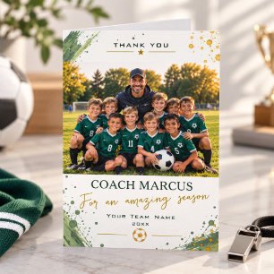 Fußballtrainer Danke Teamfoto Erstaunliche Saison
