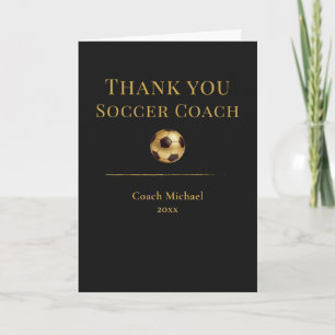 Fußballtrainer Elegant Schwarz Gold Team Würdigung Dankeskarte