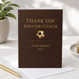 Fußballtrainer Elegantes Leder Gold Team Dankeskarte