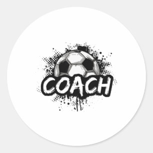 Fußballtrainer für Männer Frauen Fußball T-Shirt Runder Aufkleber