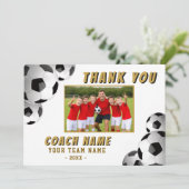 Fußballtrainer Name Foto  Dankeskarte (Stehend Vorderseite)