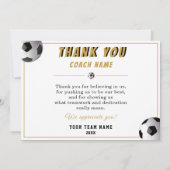 Fußballtrainer Name Foto  Dankeskarte (Rückseite)