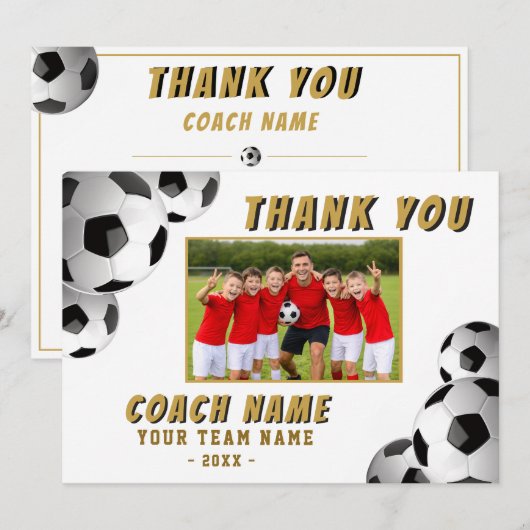 Fußballtrainer Name Foto  Dankeskarte (Vorne/Hinten)