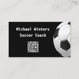 Fußballtrainer QR Code Schwarz Weiß Visitenkarte