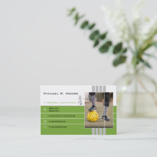 Fußballtrainer | Sportgeschenke Grün Visitenkarte (Stehend Vorderseite)