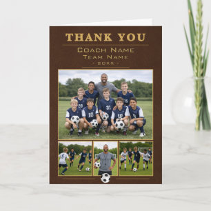 Fußballtrainer-Team-Kunstleder-4-Foto-Collage Dankeskarte