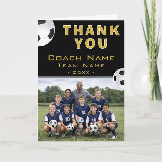 Fußballtrainer-Teamfoto Dankeskarte (Vorderseite)