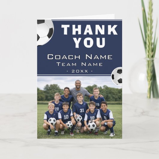 Fußballtrainer-Teamfoto Dankeskarte (Vorderseite)