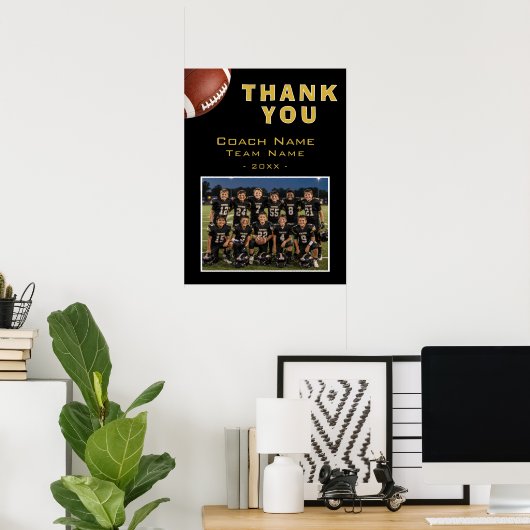 Fußballtrainer Teamname Foto Danke Karte Poster (Heimbüro)