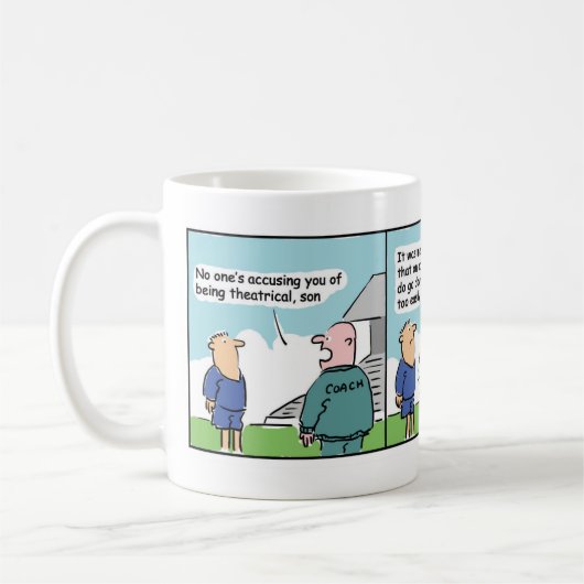 Fußballtrainer und Cartoon Strip Kaffeetasse (Links)