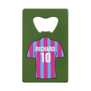 Fußballtrikot in Claret & Blau Geldbeutel Flaschenöffner